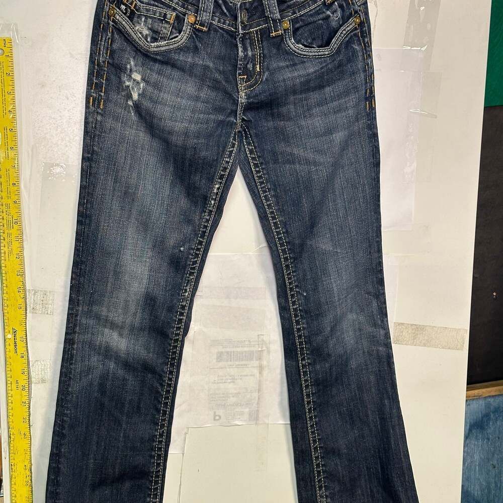 MEK Denim Oaxaca Distressed Boot Cut Raw Bottom Jeans